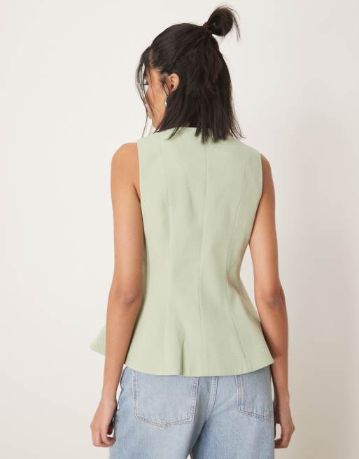 ASOS DESIGN peplum vest in pistachio, 2 of 4