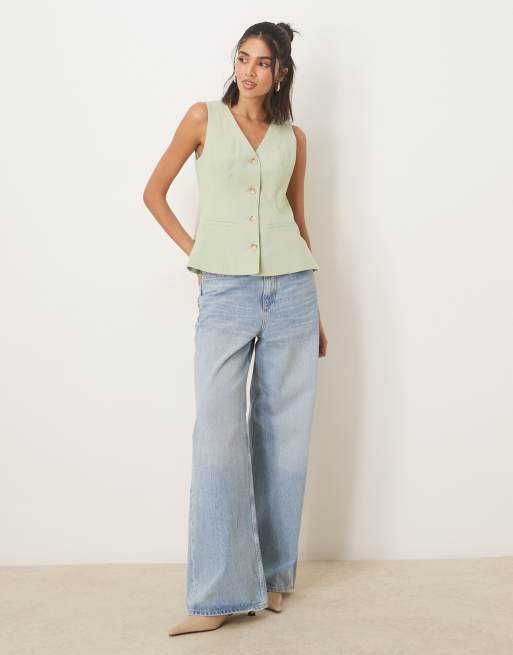 ASOS DESIGN peplum vest in pistachio, 4 of 4