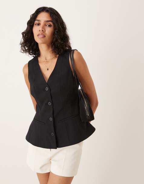 ASOS DESIGN peplum waistcoat in black - view 1