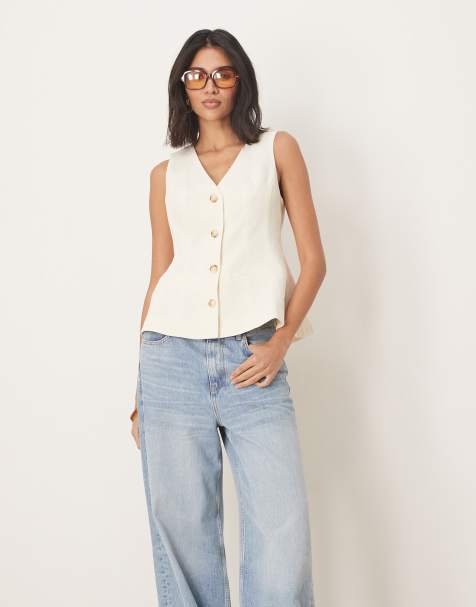 ASOS DESIGN peplum waistcoat in buttermilk - view 1