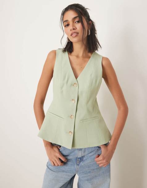 ASOS DESIGN peplum waistcoat in pistachio - view 1