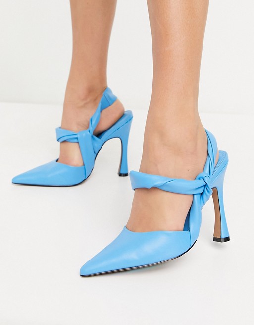 ASOS DESIGN Peppermint slingback high shoes in blue
