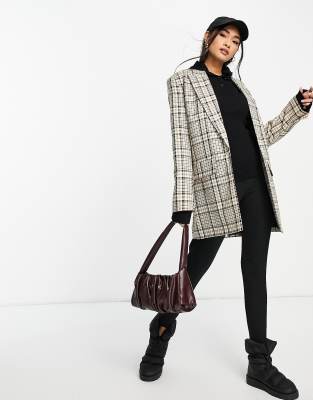 ASOS DESIGN - Perfect - Lang geschnittener Blazer mit mehrfarbigem Karomuster-Bunt