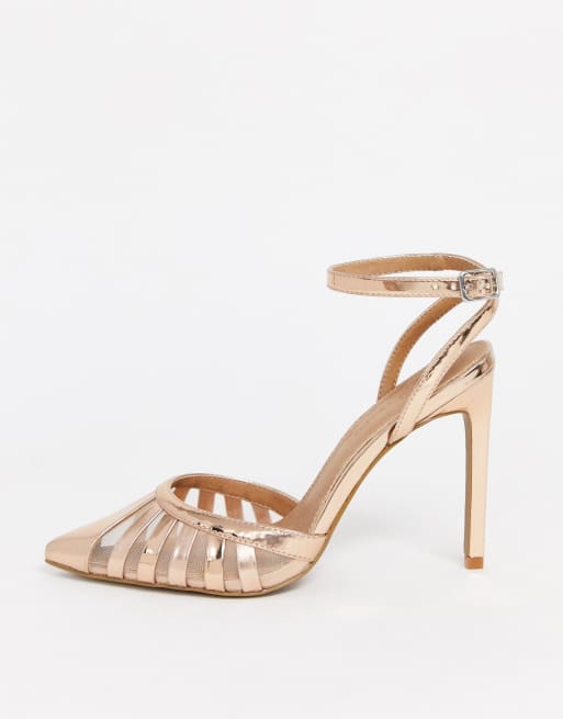 ASOS DESIGN Perfection cut out stiletto heels in rose gold, 4 of 4