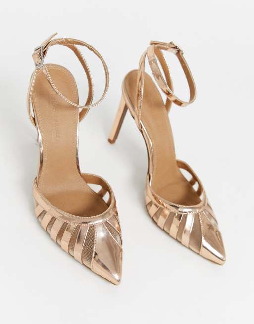 ASOS DESIGN Perfection Stilettos mit Aussparung in Rosegold