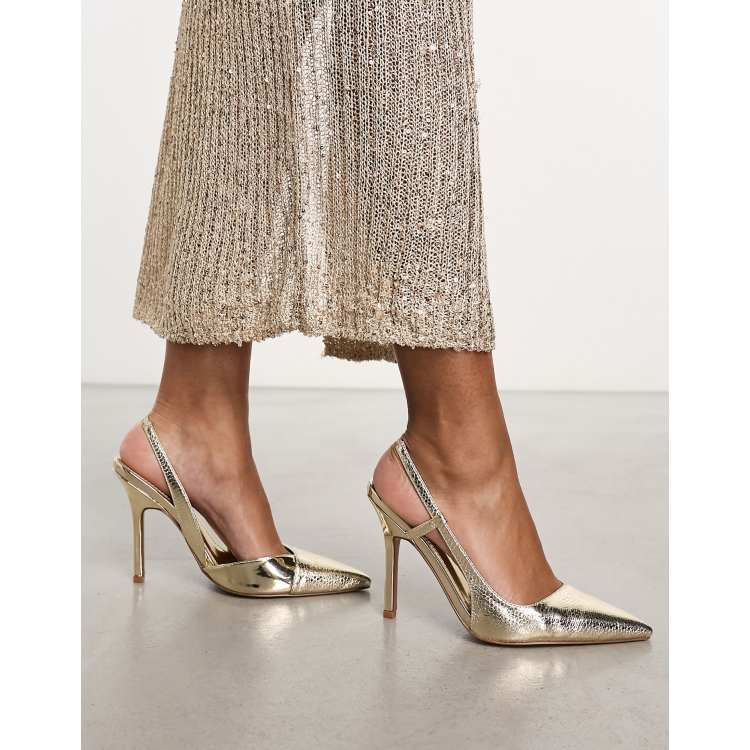 Gold slingback clearance pumps