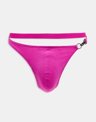 ASOS DESIGN - Perizoma rosa con dettagli in metallo