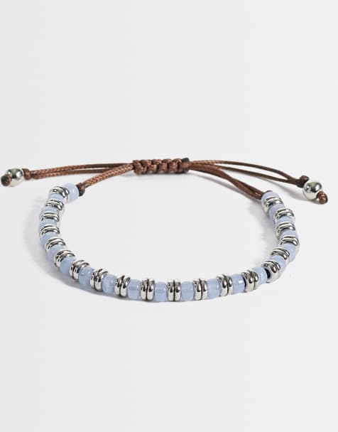 ASOS DESIGN – Perlenarmband in Blau mit Zugverschluss - view 1