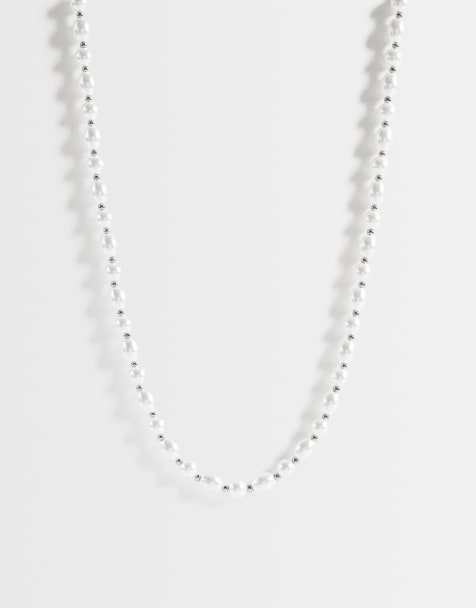 ASOS DESIGN – Perlenkette mit breiten Perlen in Weiß - view 1