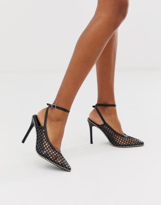 asos black heels with ankle strap