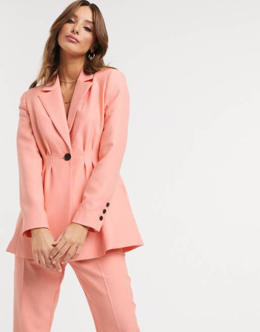 ASOS DESIGN – Persikofärgad kostym med plisserad midja, 2 av 3
