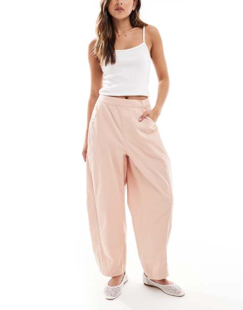 ASOS DESIGN – Persikofärgade, tvättade jeans i harem-stil med barrelben - view 1