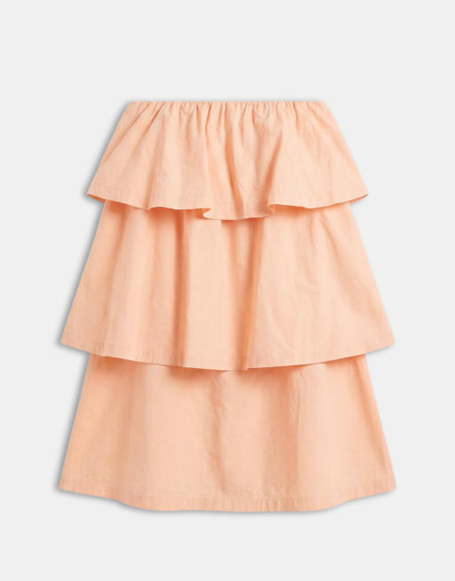 ASOS DESIGN – Persikorosa miniklänning med bandeau-ringning och volanger, 5 av 7