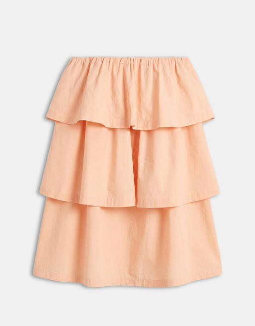 ASOS DESIGN – Persikorosa miniklänning med bandeau-ringning och volanger, 6 av 7