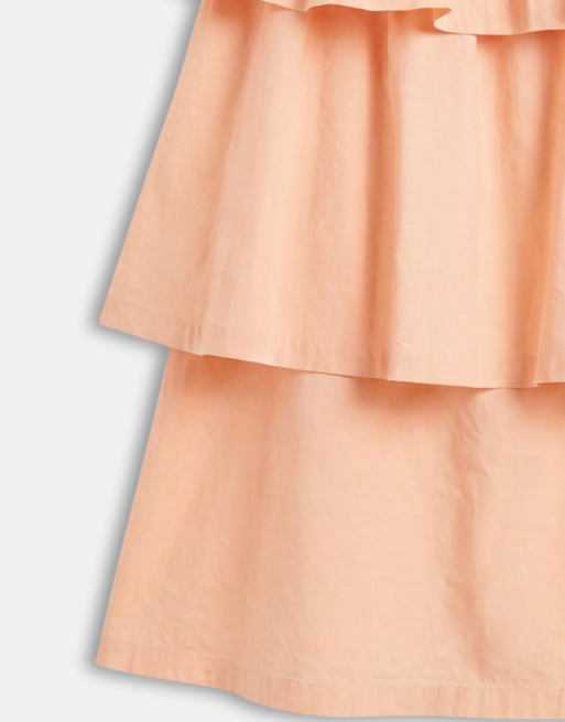 ASOS DESIGN – Persikorosa miniklänning med bandeau-ringning och volanger, 7 av 7
