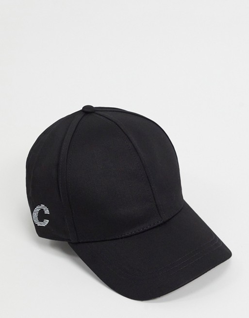 ASOS DESIGN personalised cap with C initial in black