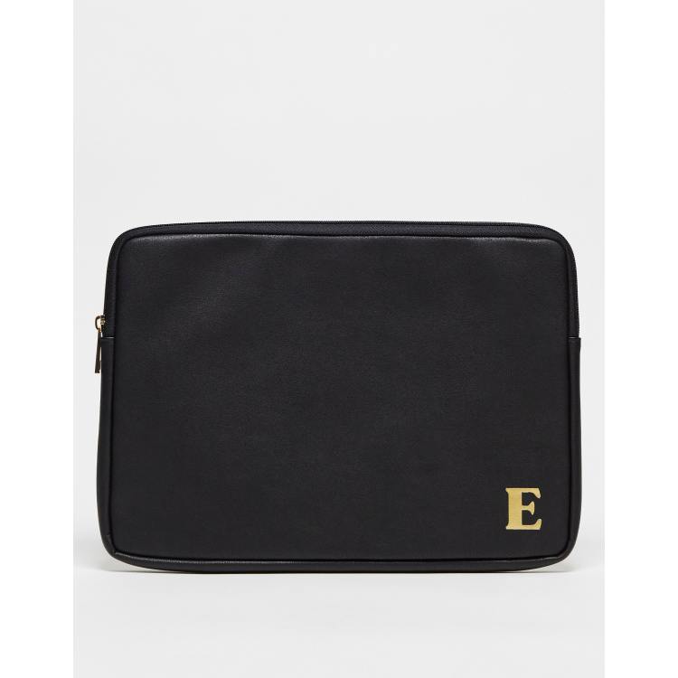 ASOS DESIGN personalised laptop case in initial E in black ASOS