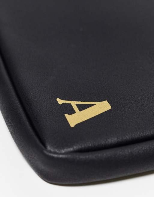 ASOS DESIGN personalised laptop case with A initial in black