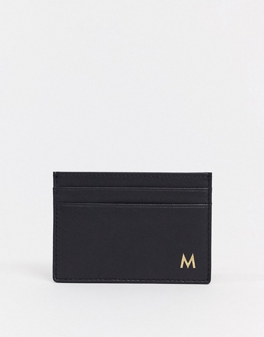 ASOS DESIGN personalised leather card holder with M initials