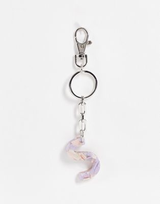 ASOS DESIGN personalised S bag charm in lilac marble