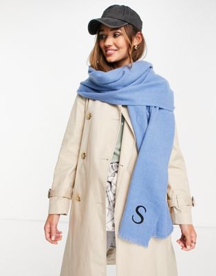 ASOS DESIGN personalised scarf with S initial in blue - BLACK - ASOS Price Checker