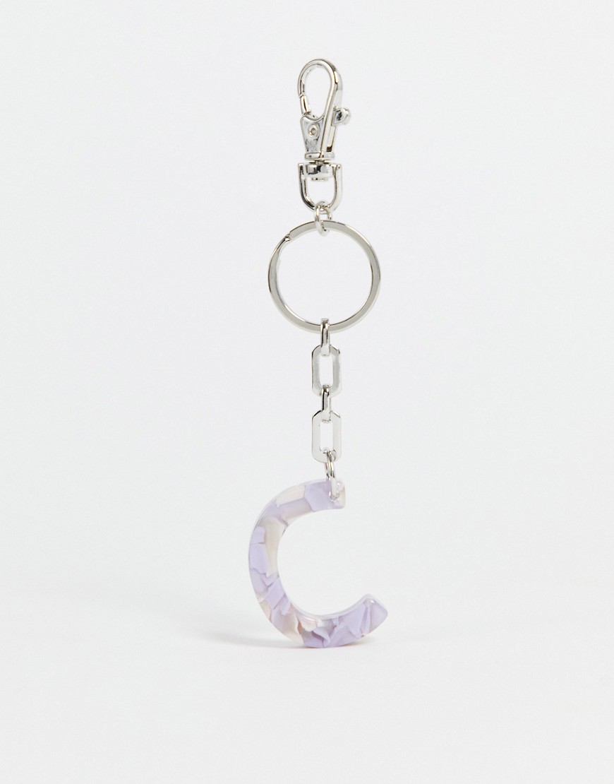 ASOS DESIGN personalized C bag charm in lilac marble-Purple