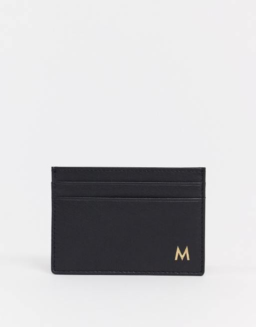 ASOS DESIGN personalized leather card holder with M initial ASOS