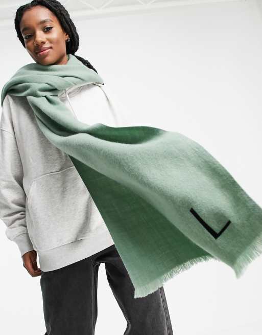 ASOS DESIGN personalized scarf with L initial in sage - MGREEN