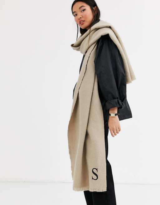 ASOS DESIGN personalized scarf with S initial