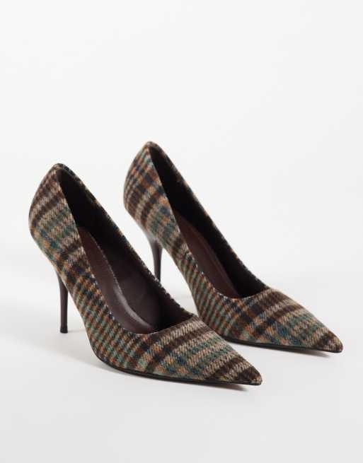 ASOS DESIGN Perth décolleté con tacco alto a stiletto e punta affusolata a quadri, 4 di 4