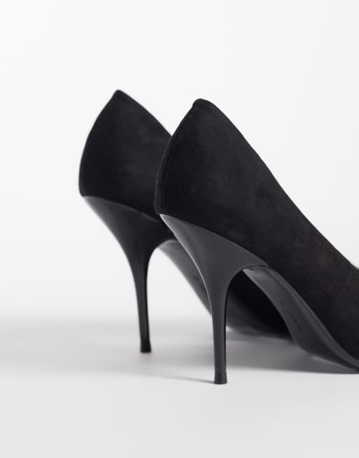 ASOS DESIGN - Perth - Escarpins pointus en suédine à talon aiguille haut - Noir, 4 de 4