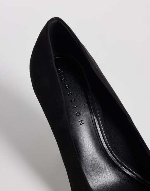 ASOS DESIGN Perth pointed stiletto high heel court shoes in black suedette, 3 of 4