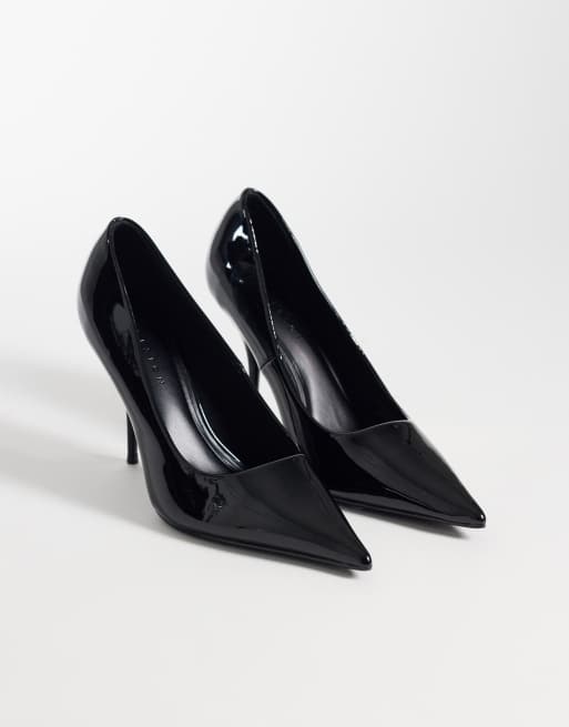 ASOS DESIGN - Perth - Puntige pumps met stilettohak in hoogglanzend zwart, 2 van 4