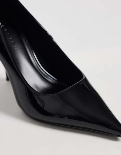 ASOS DESIGN - Perth - Puntige pumps met stilettohak in hoogglanzend zwart, 3 van 4