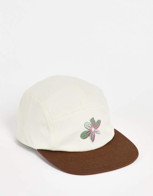 ASOS DESIGN - Pet van 5 panelen in beige met geborduurde bloem