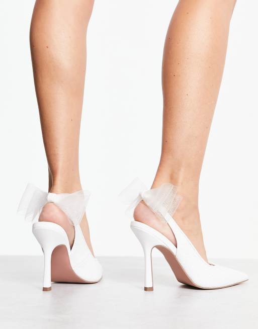 ASOS DESIGN - Petal - Chaussures à talon à bride arrière et nœud - Ivoire scintillant , 2 de 4