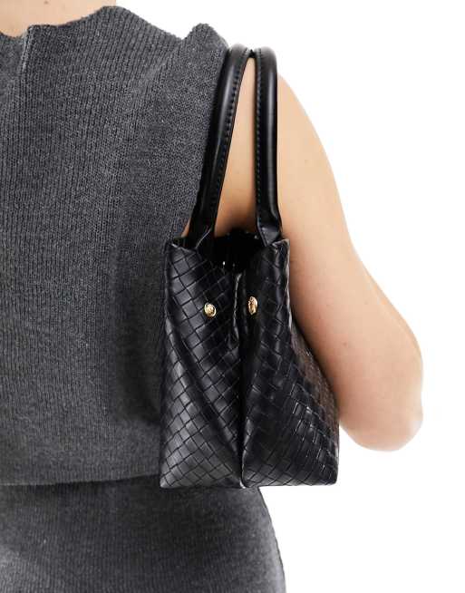 ASOS DESIGN - Petit cabas tressé avec bandoulière amovible - Noir, 4 de 4