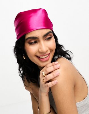 ASOS DESIGN small satin headscarf in hot pink - ASOS Price Checker