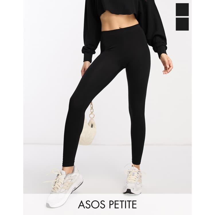 ASOS DESIGN Petite 2 pack leggings in black - BLACK