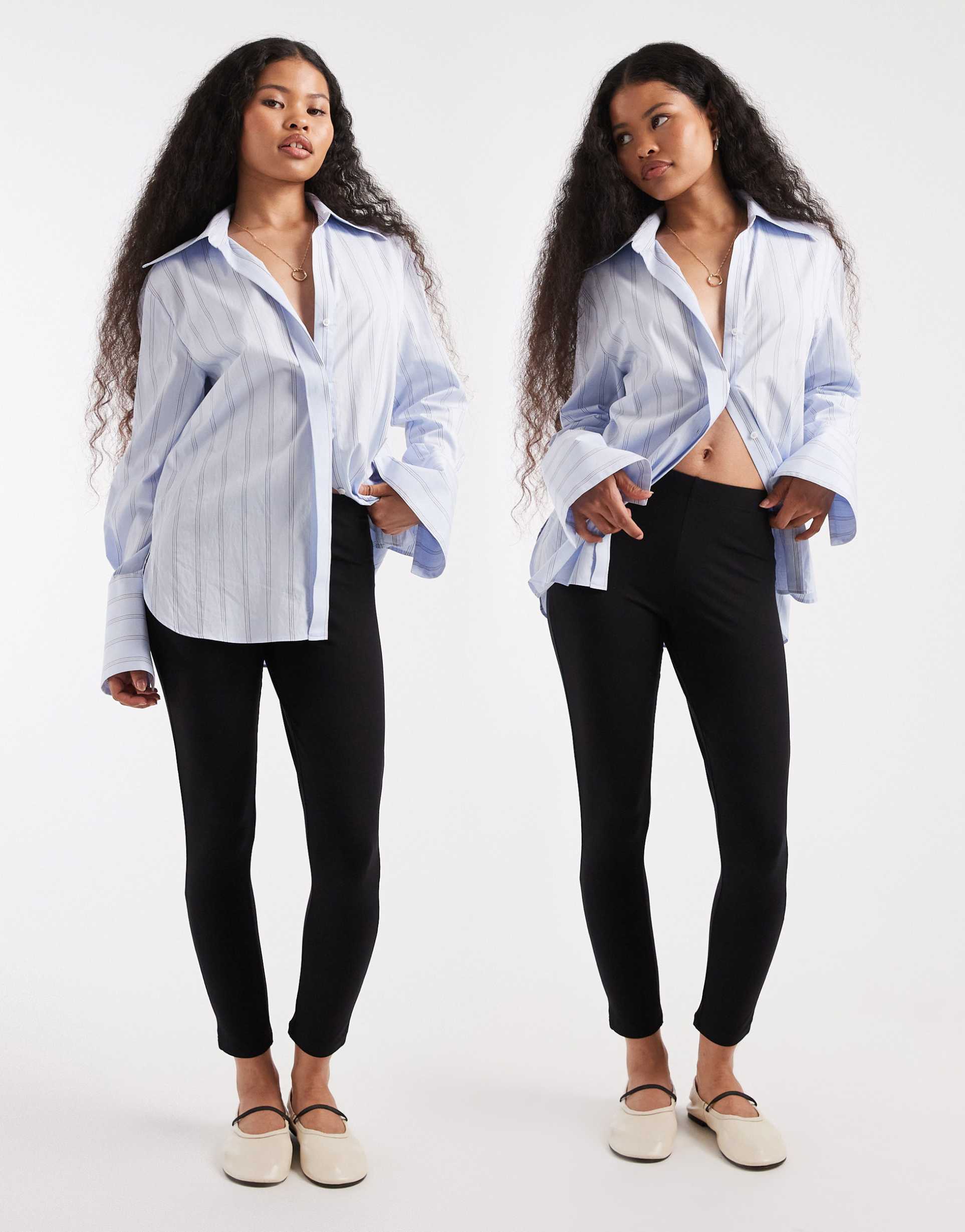 asos design petite 2 pack leggings in black