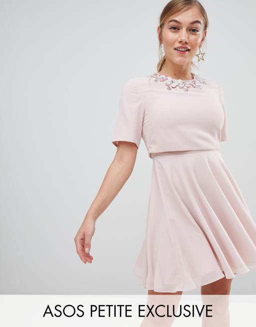 ASOS DESIGN Petite 3D crop top mini dress