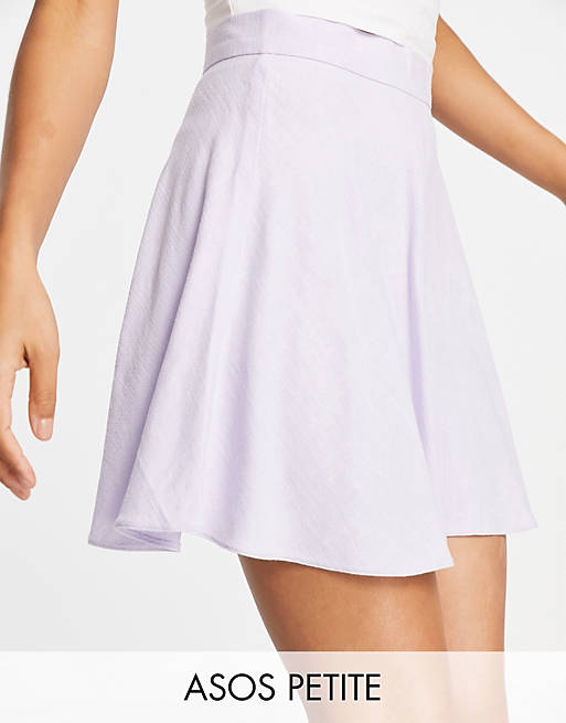 ASOS DESIGN Petite 90s linen flippy mini skirt in lilac