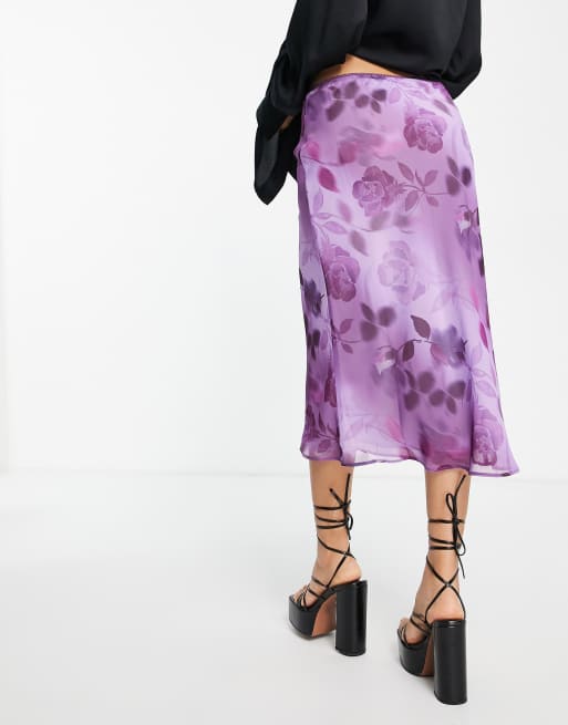 Mauve floral pencil clearance skirt