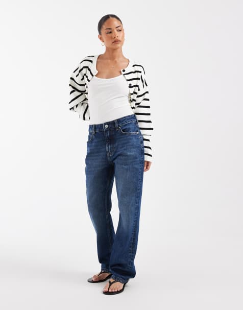 ASOS DESIGN Petite 90s straight leg jeans in dark wash - view 1