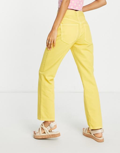 ASOS DESIGN Petite 90s straight leg jeans in sunshine yellow