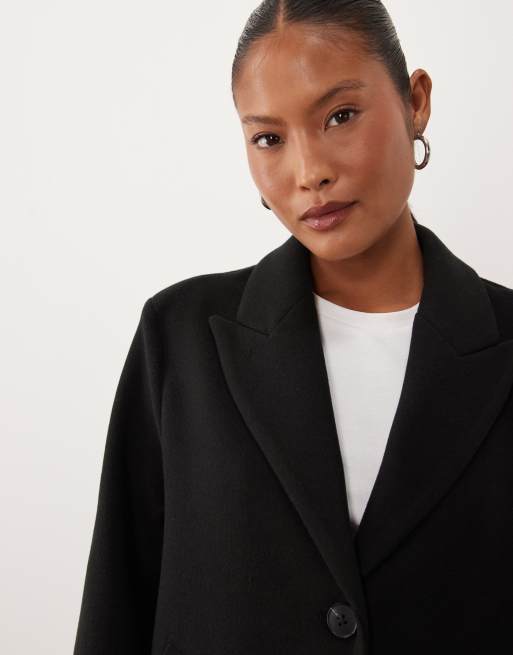 ASOS DESIGN Petite abrigo con un botón en negro, 3 de 4