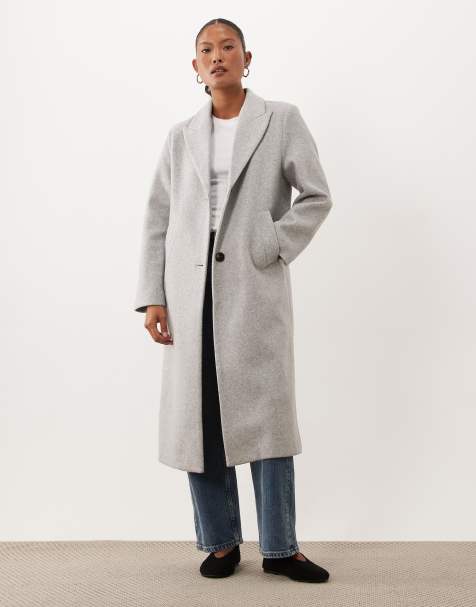 ASOS DESIGN Petite abrigo de una sola botonadura en gris claro - view 1