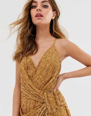 asos orange sequin dress