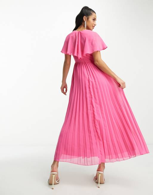 Pink pleated hotsell dress asos