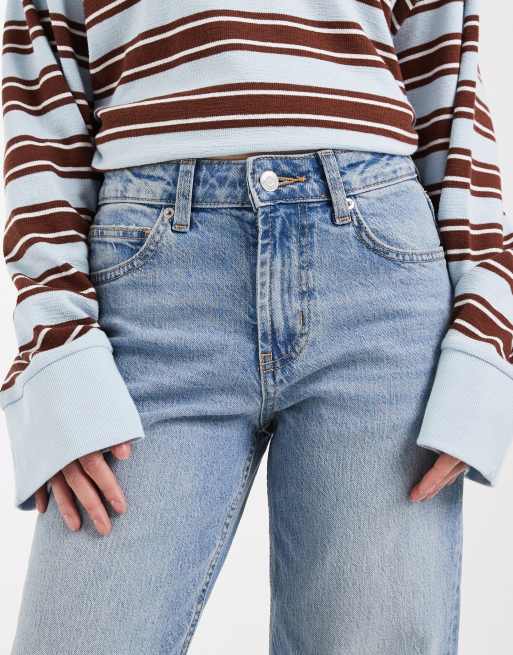 ASOS DESIGN Petite ankle grazer comfort stretch straight leg jeans in authentic mid blue, 5 of 5